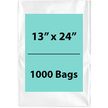 13X24 inches Clear Flat Poly Bags 1.5Mil Open Top (LDPE)